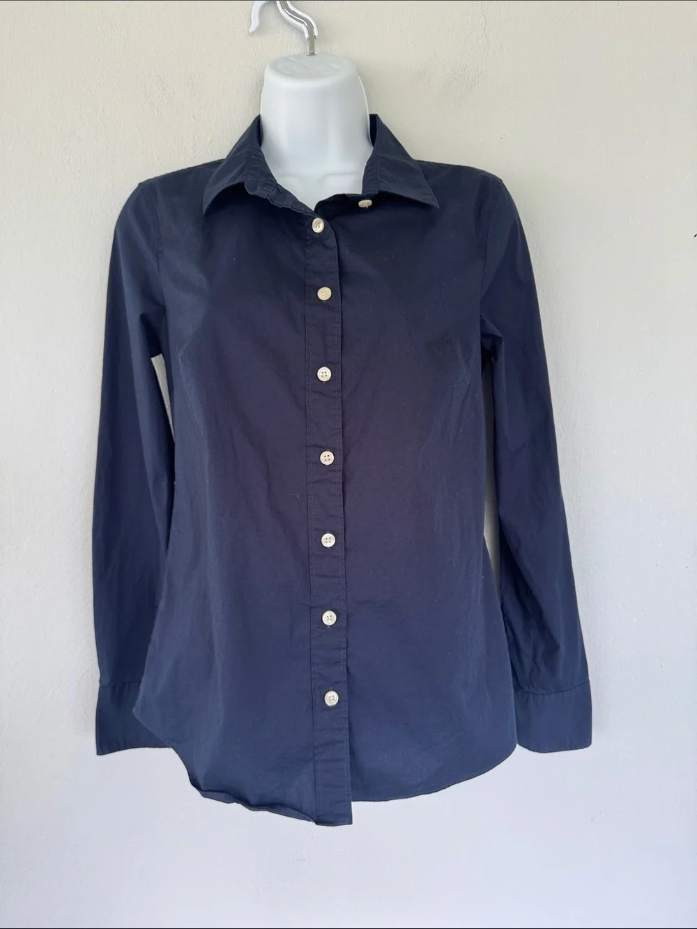J. Crew navy blue cotton stretch blend button down dress shirt size XS - Picture 2 of 10